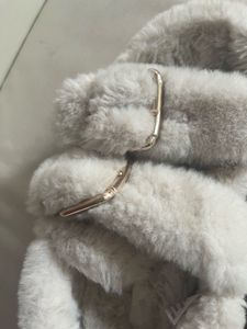 H&amp;M Fuzzy Double Strap Slides