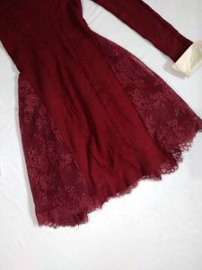 WINTER..Burgundy Lace Dress