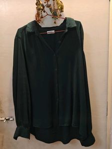 ✨ Women’s Bottle Green High-Low Shirt | Size L ✨