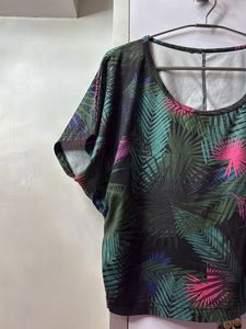 Green Floral Crop Top