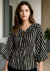 Striped V-Neck Tie Top🖤
