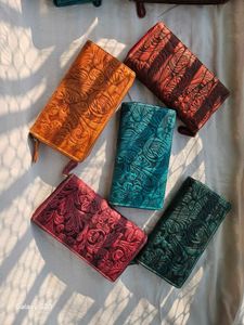 Floral Embossed Leather Wallet