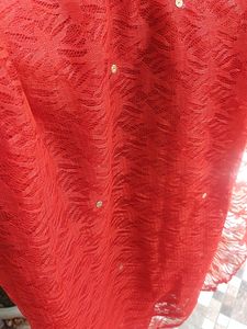 Red Net Saree Without Blouse Just Used Once