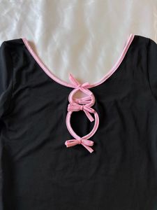 Pinterest Savana Black &amp; Pink Bow Top