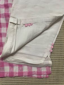 Pink Checkered Kurti Pant Set