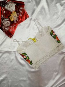 Embroidered Floral Corset Top