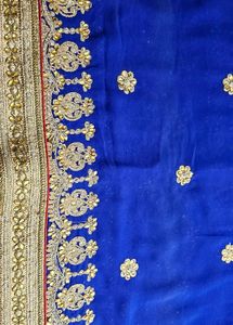 Royal Blue saree with blouse piece