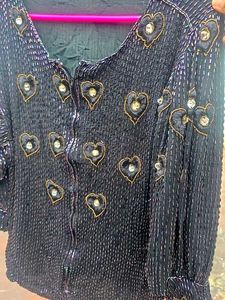 Vintage Heart Sequin Embellished Top