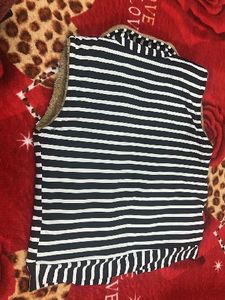 Striped Vest with Fur Collar