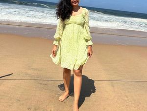 Women Fit And Flare Light Green Knee Length Dress