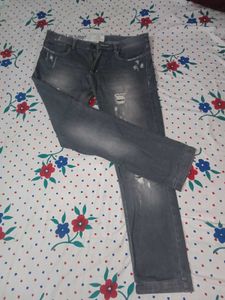 Distressed Gray Denim Jeans