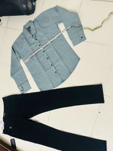 Men&#39;s Casual  US POLO Jeans With Shirt Outfit Set