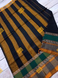 Black Narayanpet Cotton Saree