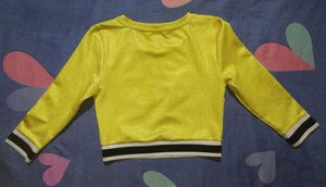 Vibrant Yellow BEBE Crop Top Long Sleeve