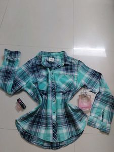 MAX Mint Green & Navy Checkered Casual Shirt