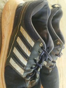 Navy Blue Striped Athletic Shoes