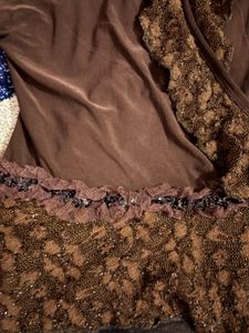 fairycore Brown Lace Trim Top