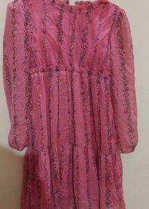 Pink Floral Tiered Mini Dress