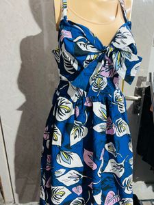 Blue Floral Tie-Front Sundress