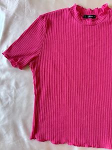 Shein Barbie Pink Ribbed Top