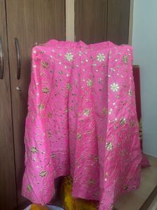 Pink Embroidered Lehenga Skirt