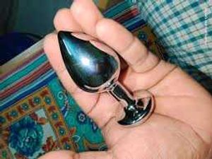 Stainless steel blue stone plug