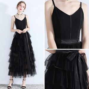 Black Belt Tiered Tulle Dress