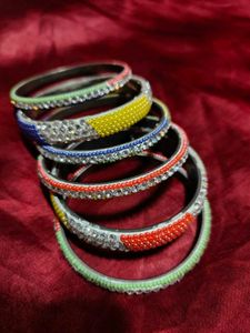 Colorful Beaded &amp; Rhinestone Bangle Set