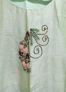 Light Green Hand Embroidered Kurti With Palazzo