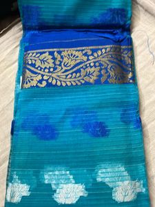 Teal &amp; Blue Floral Sari