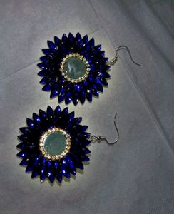 Mirror Work Blue Diamond Earring