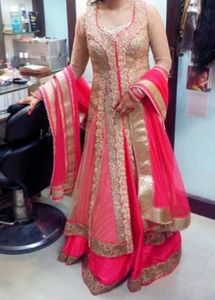 Pink Anarkali Suit With Skirt Set