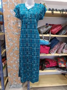 Elegant Blue Printed nighty - M size