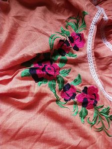 Orange Flower Embroidered Dress