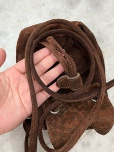 Brown Real Leather Suede Sling Bag