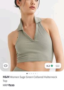 Sale🌸H&M RIBBED HALTER NECK COLLARED TOP