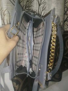 Gray Quilted Handbag