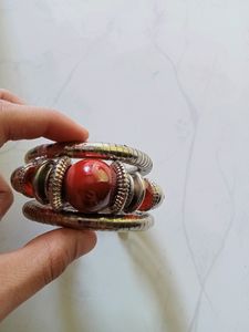 Ethnic Red Bangle Bracelet