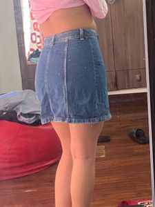 Denim Button-Front Mini Skirt