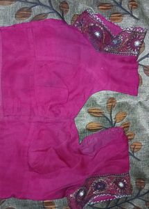 Pink Embellished Saree Blouse