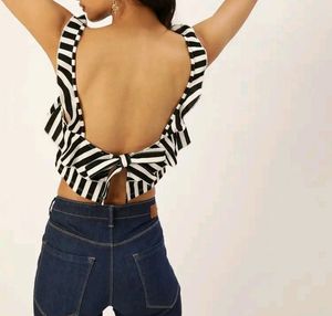 Striped Women Black Top