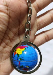 Earth Keychain Globe World Map Rotating New