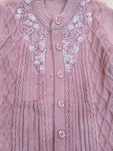 Elegant Pink Knit Cardigan