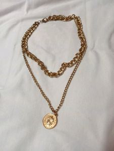Aesthetic Double Layer Coin Golden Chain