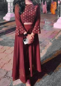 Women Georgette Ethnic Top Pant Set