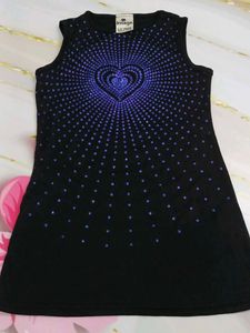 (100)Girls' Black Heart Sparkle Tank