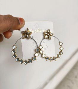 Kundan Hoop Stud Earrings