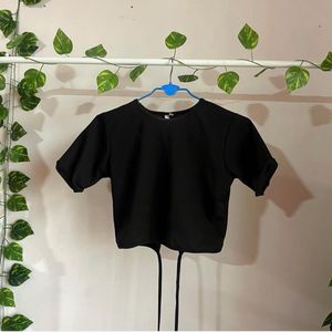 Black String Crop Top