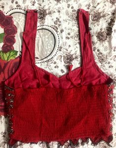 Bright red Heavy work Lehenga and blouse