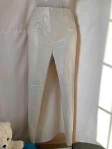 White Faux Leather Pants